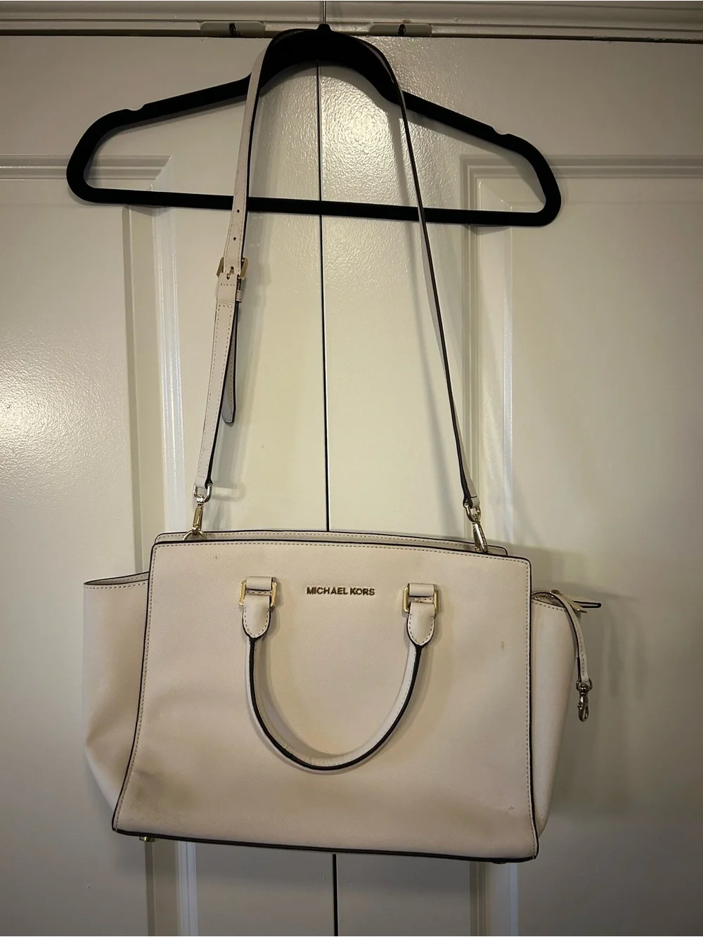 Michael Kors Ivory Leather Satchel with Gold Hardware - Picture 1 of 5